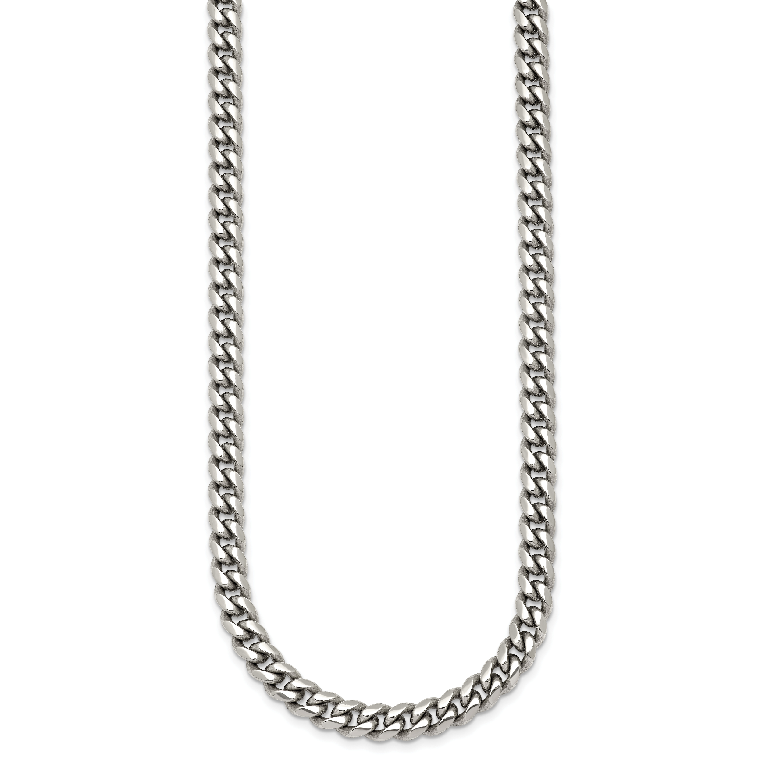 Polished Stainless Steel Curb Chain Necklace 6mm