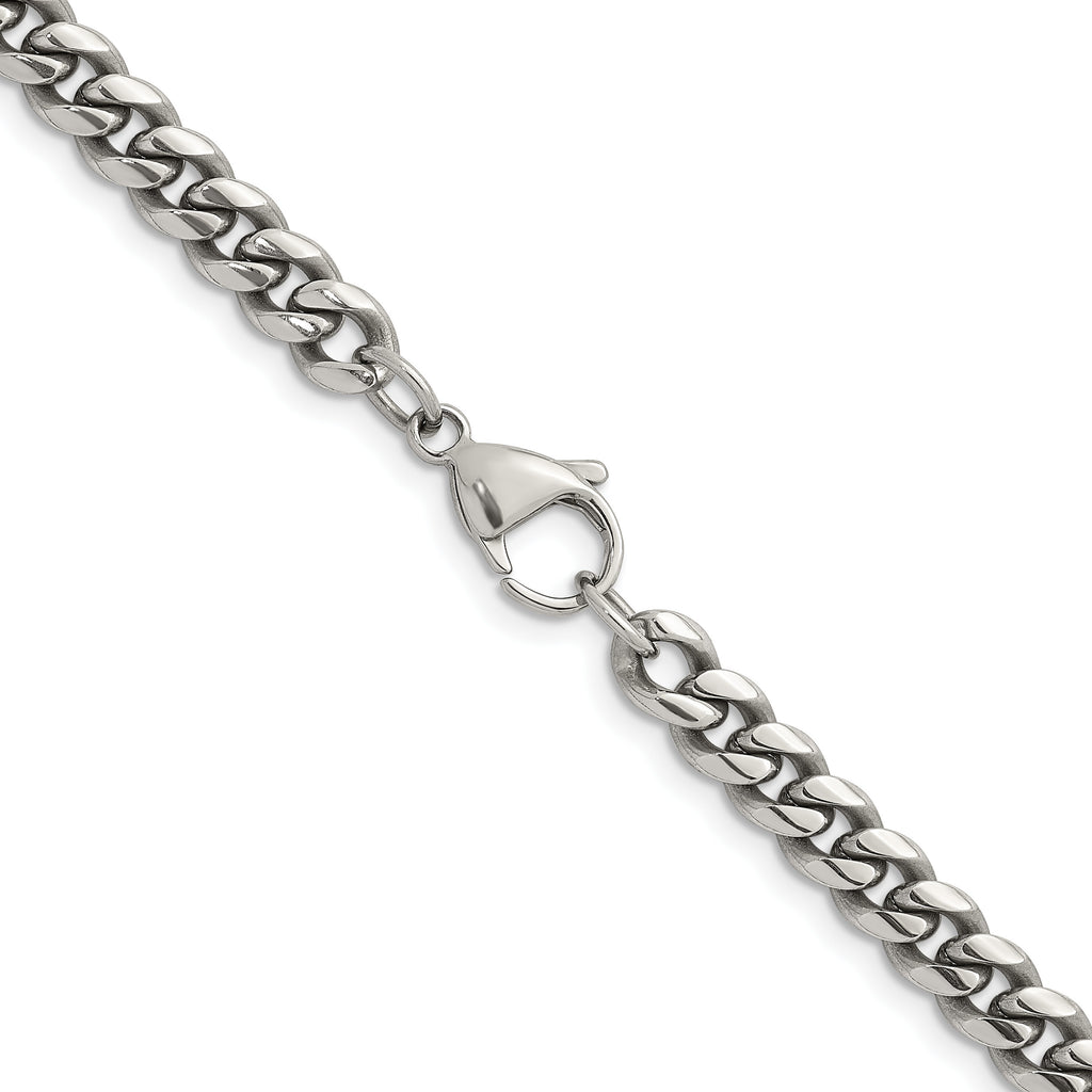 Polished Stainless Steel Curb Chain Necklace 6mm