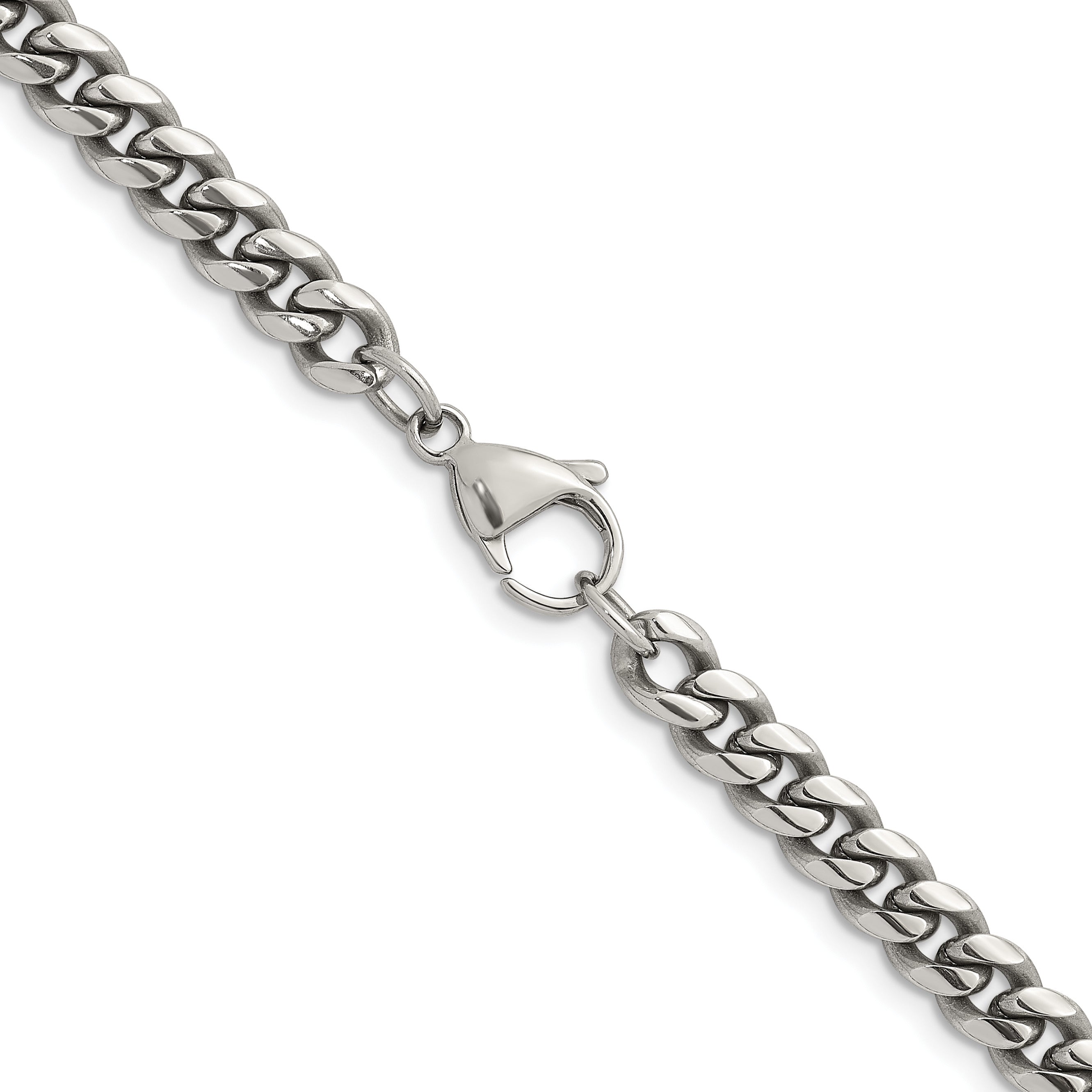 Polished Stainless Steel Curb Chain Necklace 6mm