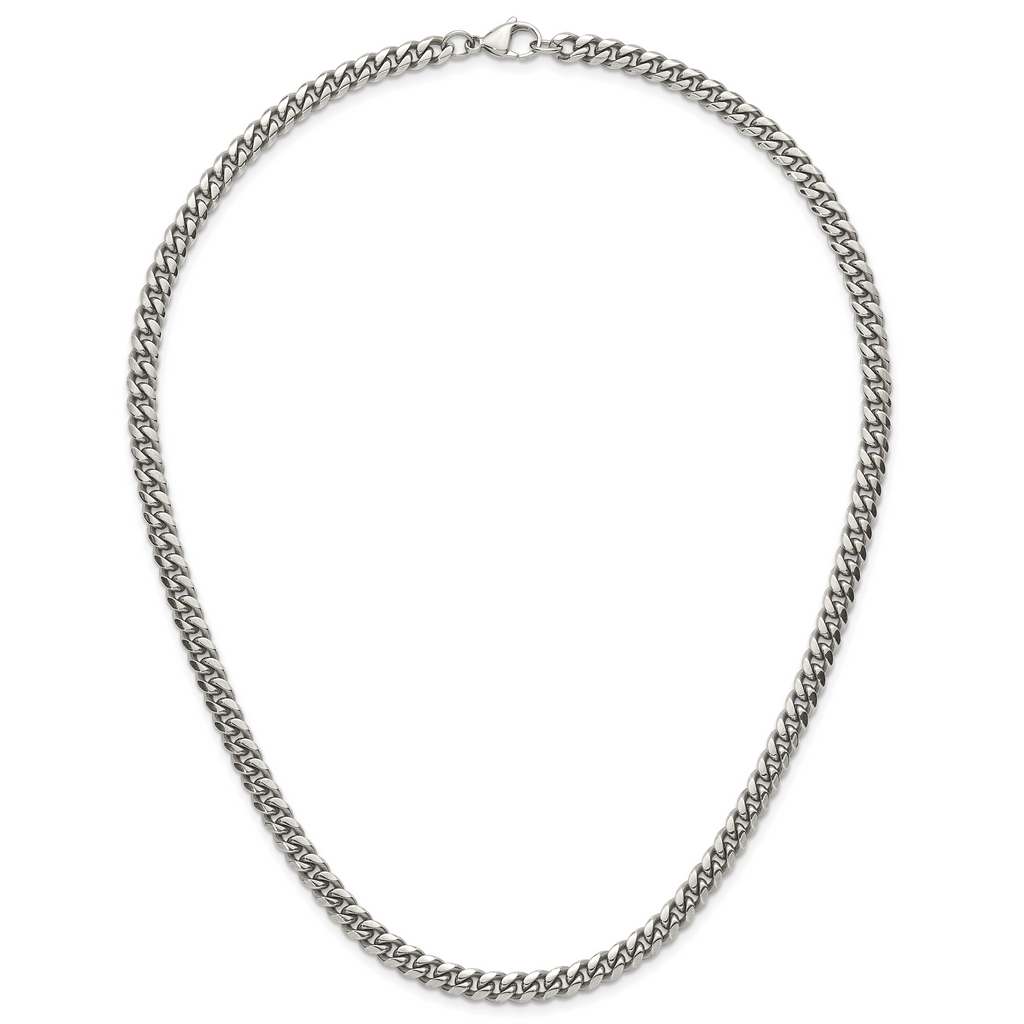 Polished Stainless Steel Curb Chain Necklace 6mm