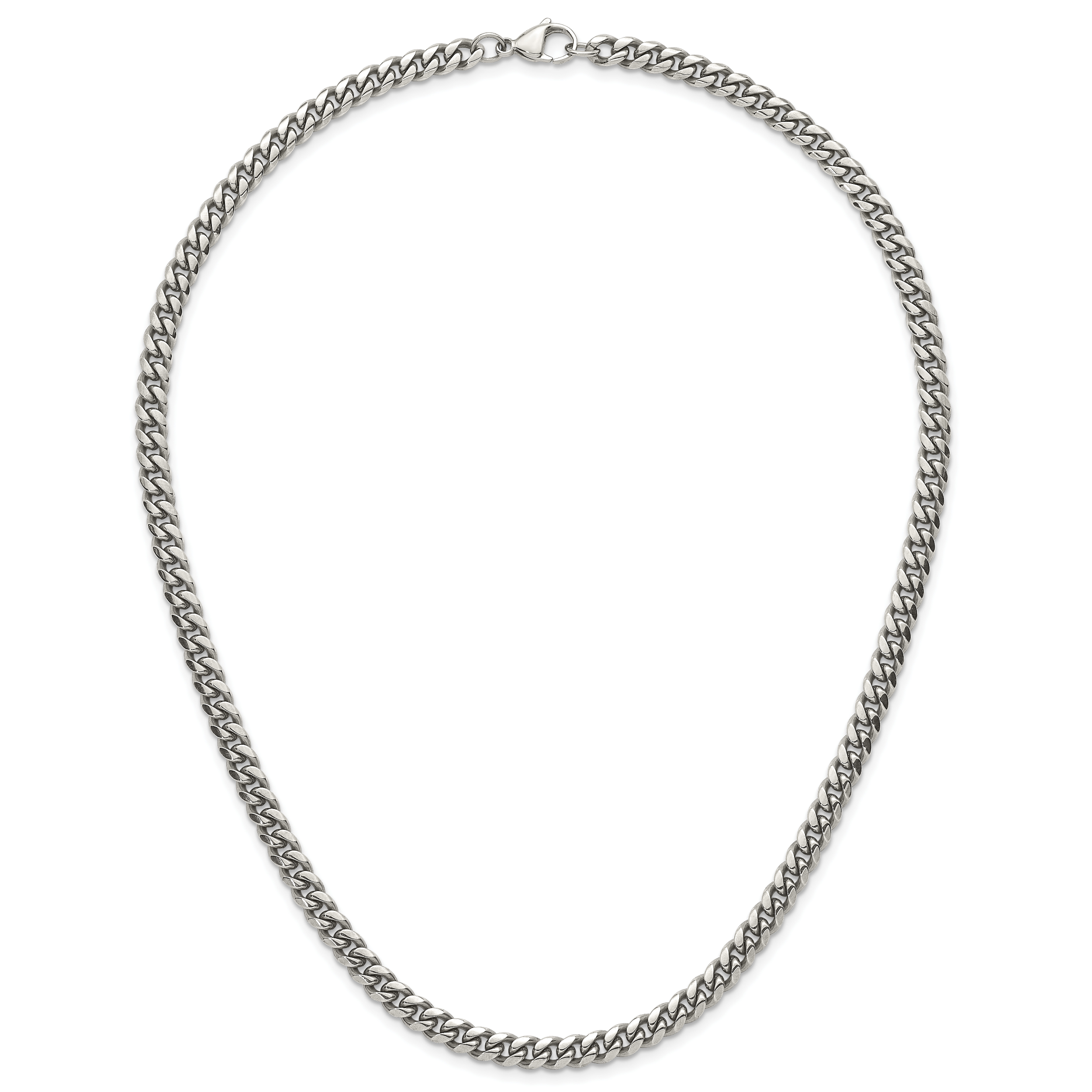 Polished Stainless Steel Curb Chain Necklace 6mm