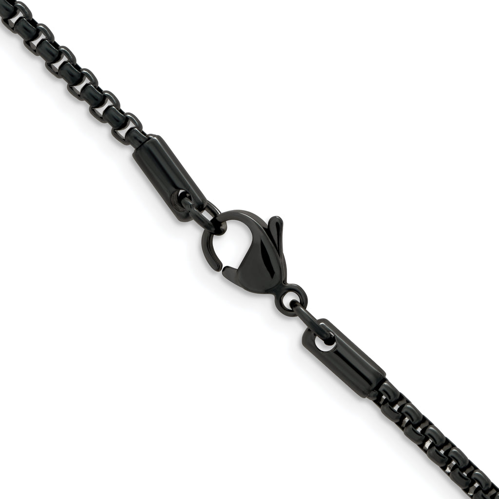 Chisel Stainless Steel Polished Blue and Grey IP-plated 2.5mm Box Chain