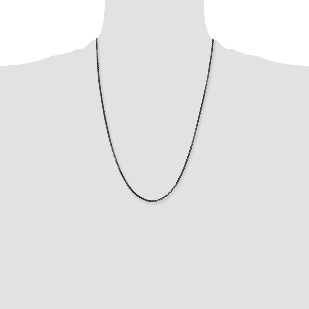 Chisel Stainless Steel Polished Blue and Grey IP-plated 2.5mm Box Chain