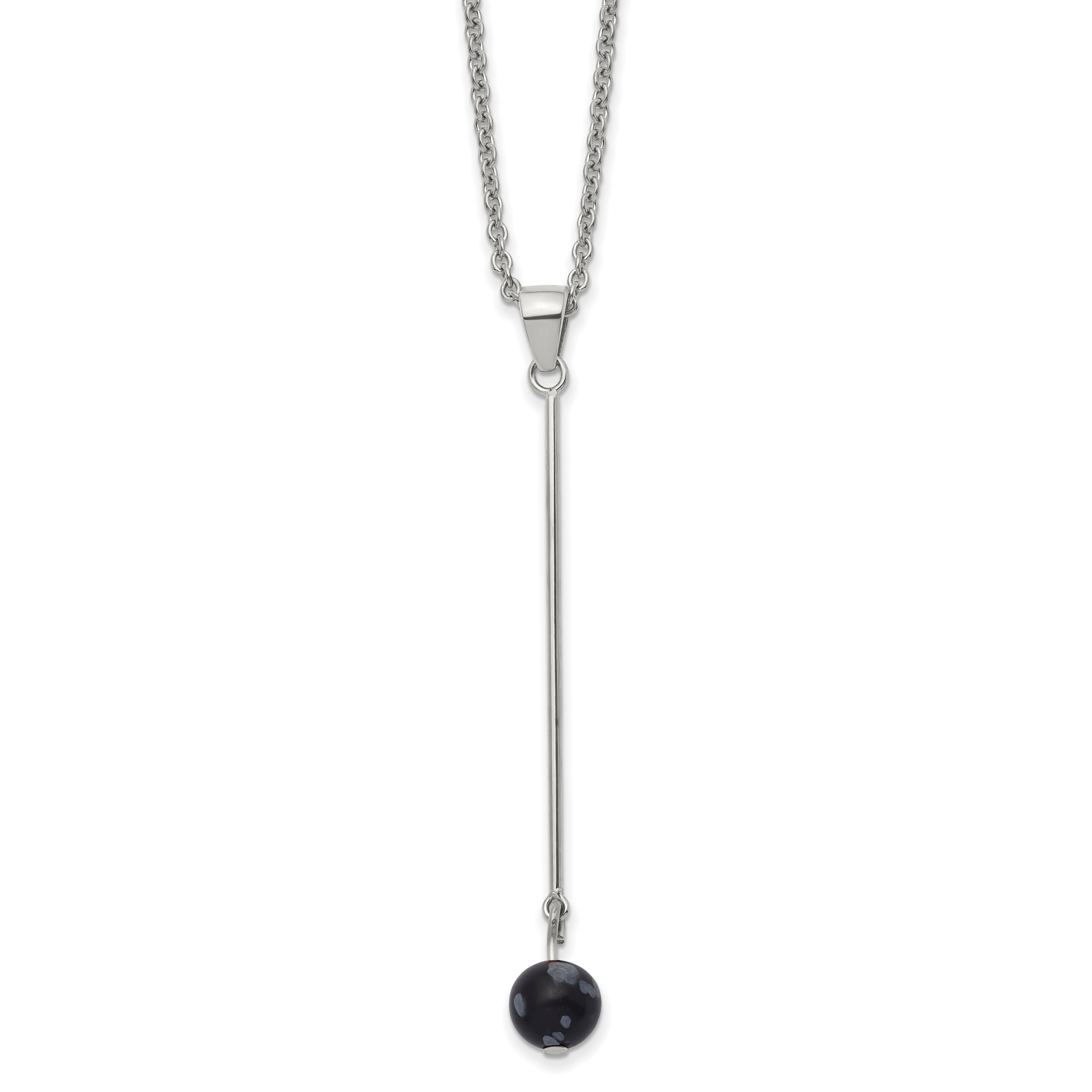 Chisel Stainless Steel Polished Snowflake Stone Pendant on a 14.75 inch Cable Chain with a 2.5 inch Extension Necklace Main image