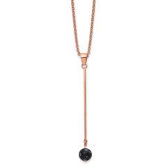 Stainless Steel Polished Rose IP w/Snowflake Stone w/2.5in ext Necklace