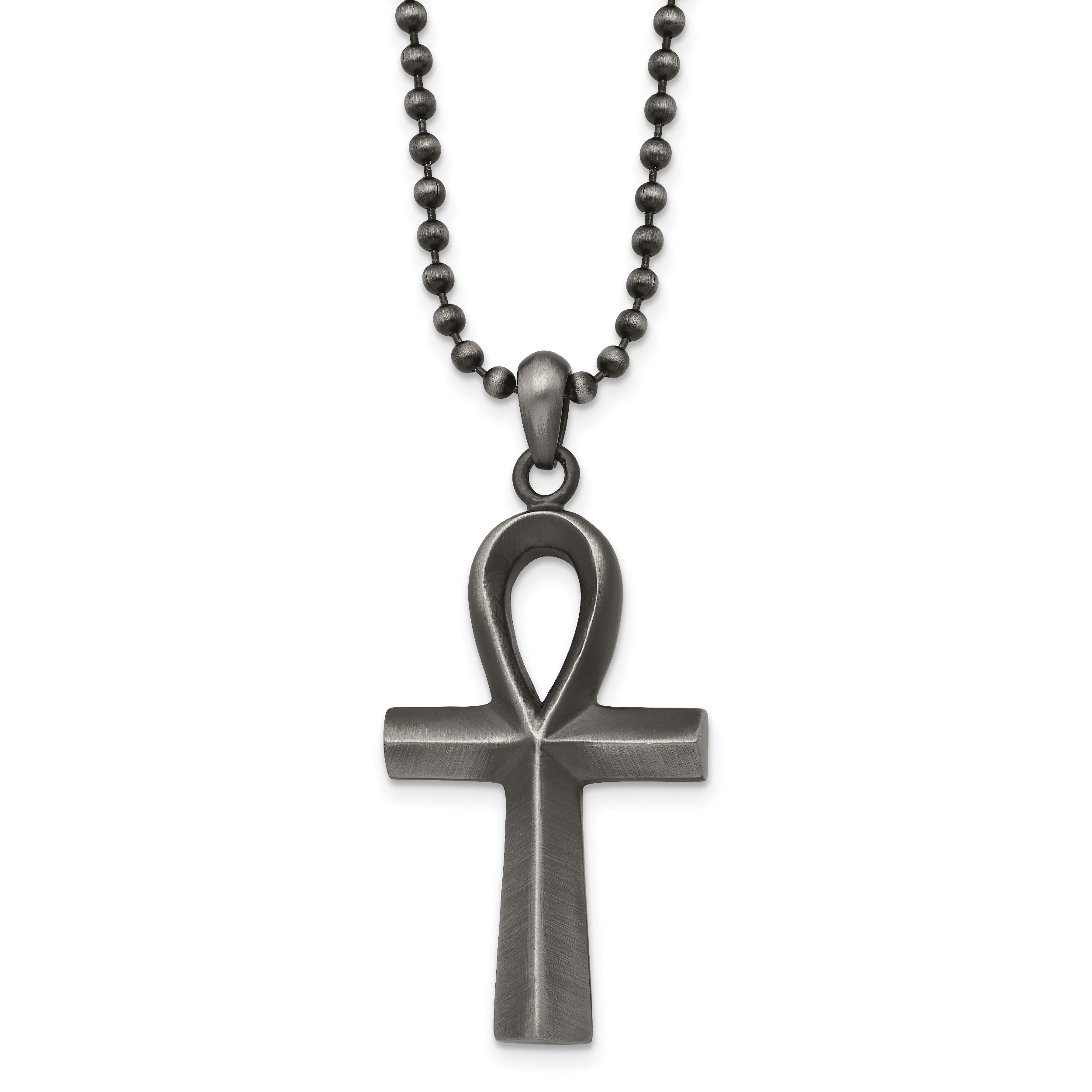 Chisel Stainless Steel Antiqued and White Bronze Plated Ankh Pendant on a 22 inch Ball Chain Necklace Main image