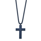 Chisel Stainless Steel Brushed and Polished Grey IP-plated Cross Pendant on a 24 inch Box Chain Necklace
