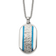 Chisel Stainless Steel Brushed and Polished Blue IP-plated with CZ Rounded Dog Tag on a 24 inch Box Chain Necklace