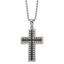 Chisel Stainless Steel Polished with Black CZ Cross Pendant on a 22 inch Ball Chain Necklace