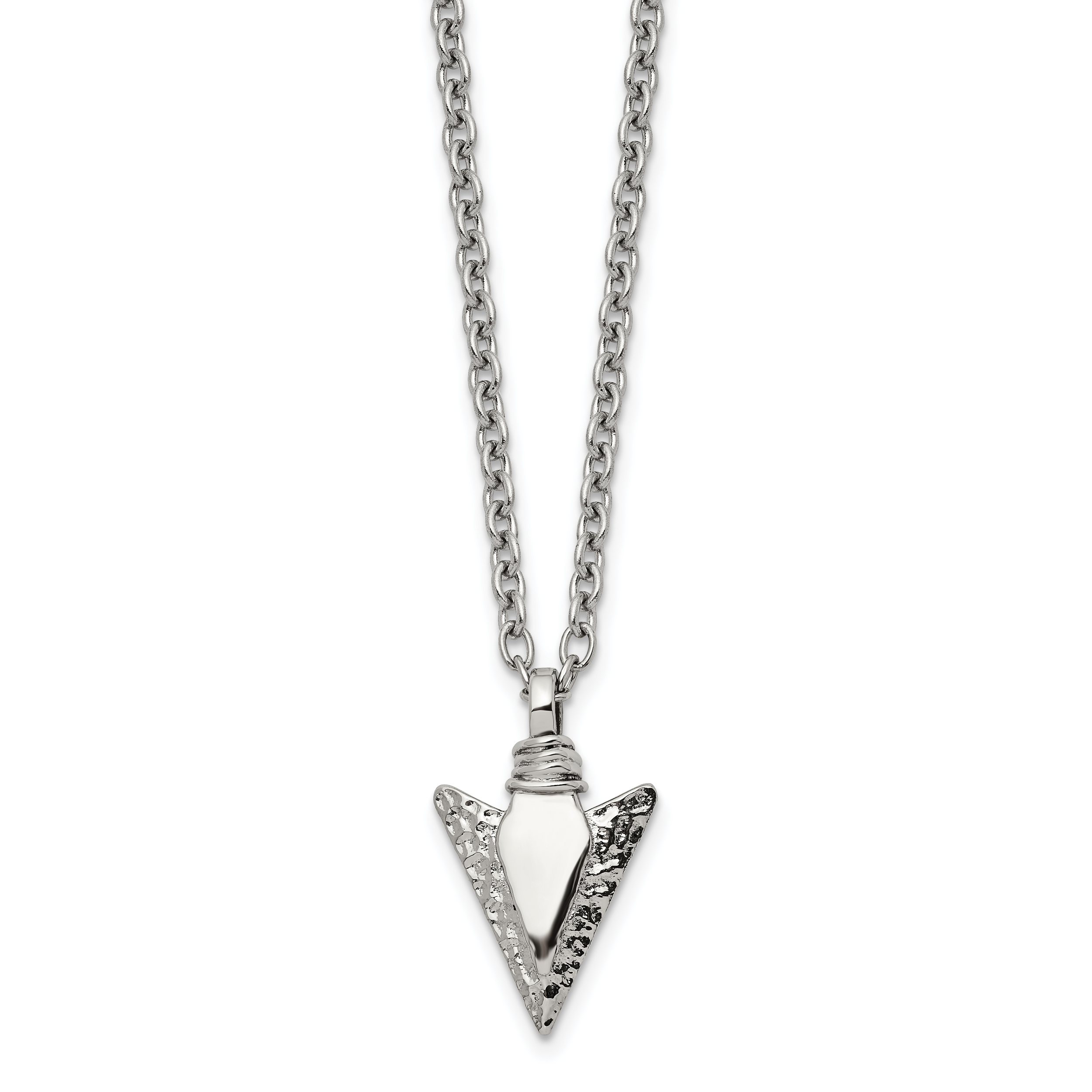 Chisel Stainless Steel Brushed and Polished Arrowhead Pendant on a 19.5 inch with .75 inch Extension Cable Chain Necklace Main image