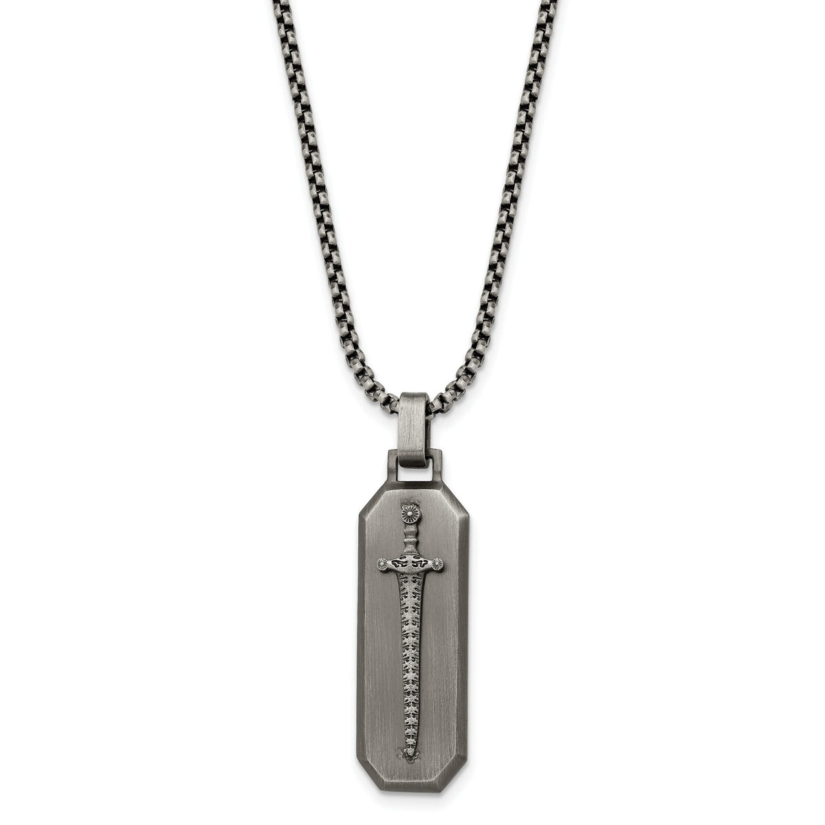 Chisel Sword Necklace in Stainless Steel, Brushed, 24 Inch - Sophia Jewelers Main image