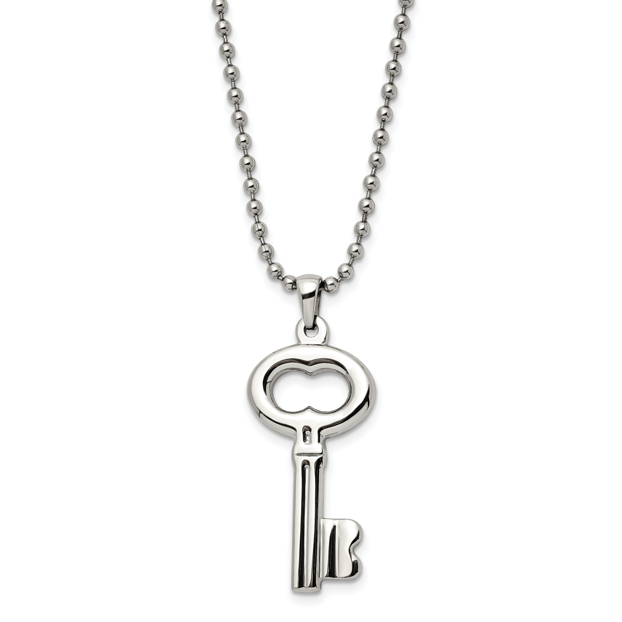Chisel Stainless Steel Polished Key Pendant on a 24 inch Ball Chain Necklace Main image