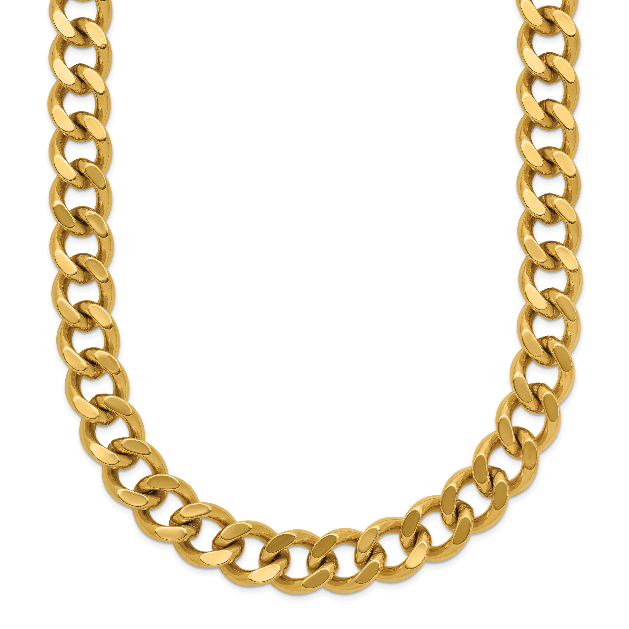 Chisel Stainless Steel Polished Yellow IP-plated 8mm 24 inch Curb Chain Necklace Main image