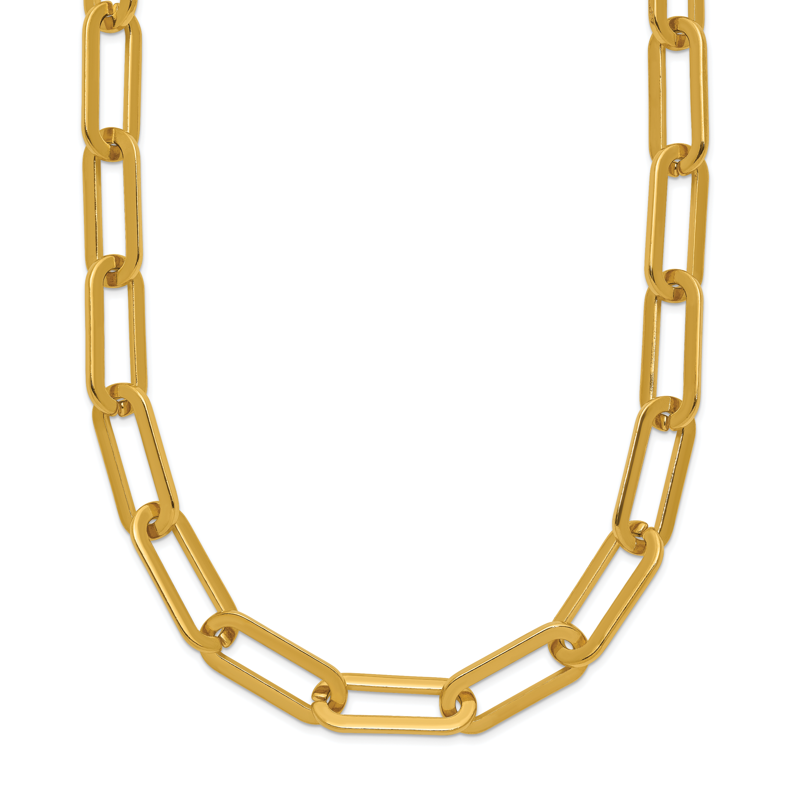 Chisel Stainless Steel Polished Yellow IP-plated Enlongated Open Link Paperclip 24 inch Chain Necklace Main image