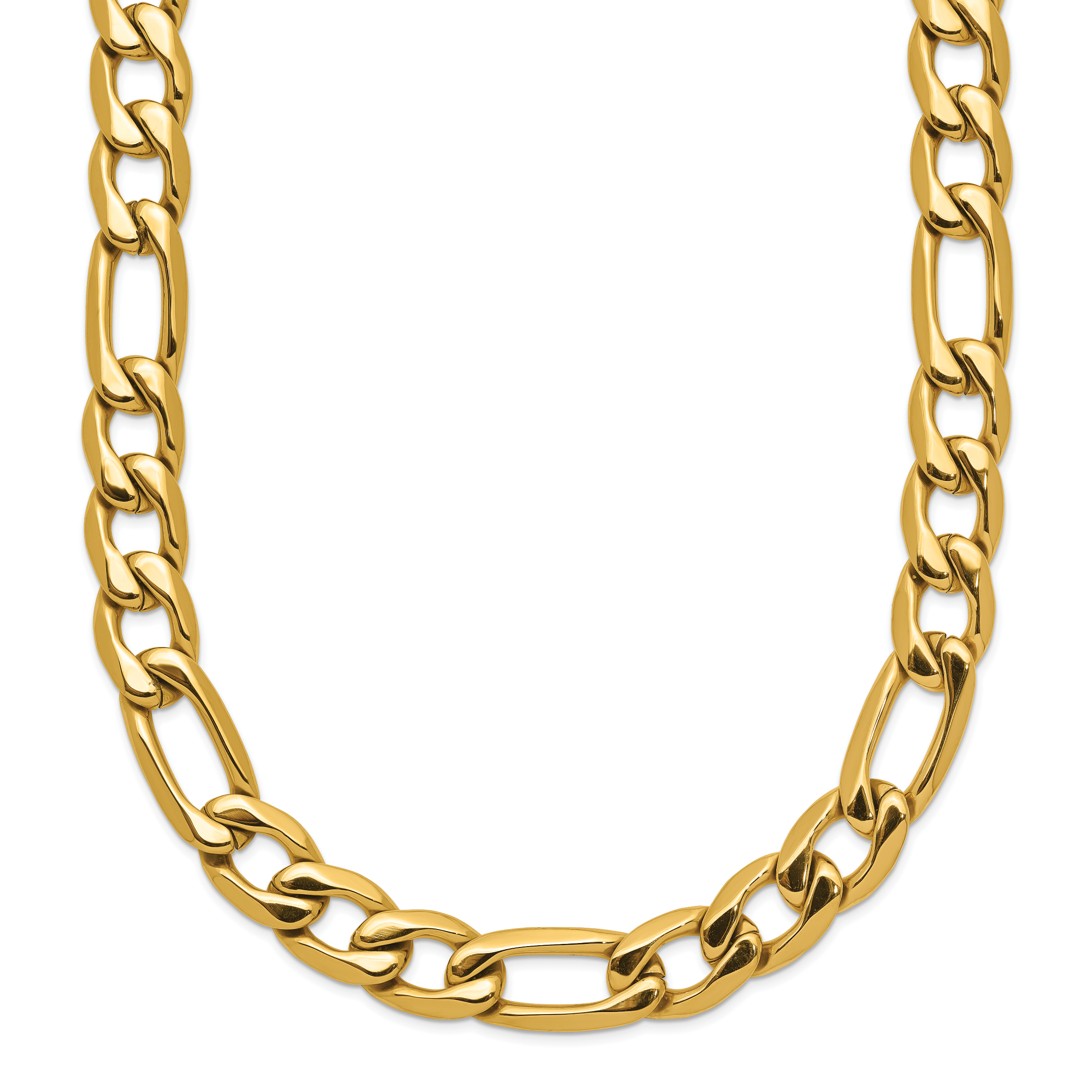 Chisel Stainless Steel Polished Yellow IP-plated 7.50mm 23.5 inch Figaro Necklace Main image