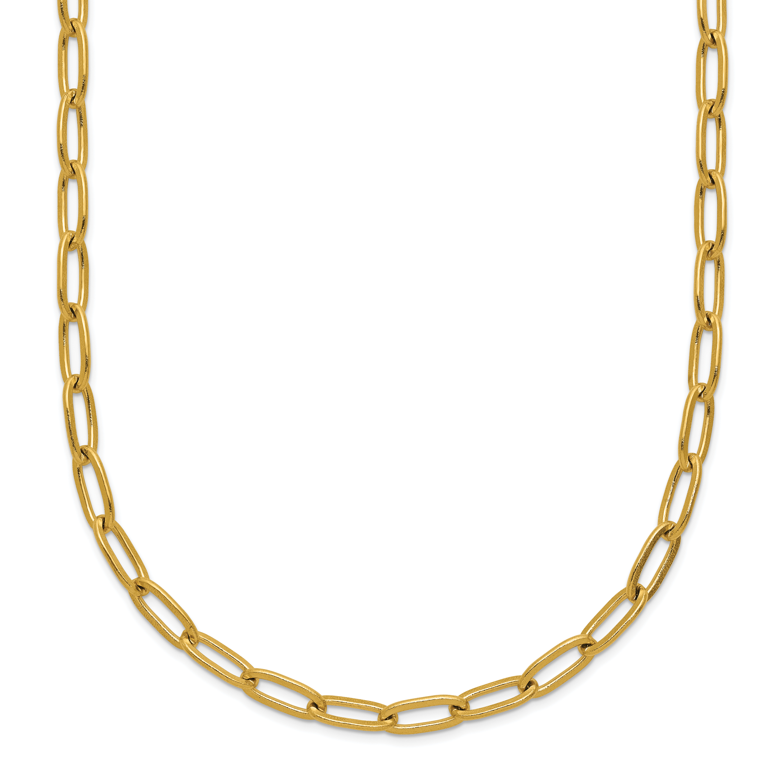 Chisel Stainless Steel Polished Yellow IP-plated Elongated Open Link Paperclip 15 inch Necklace with 2 inch Extension Main image