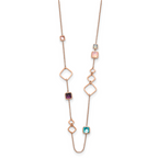Chisel Stainless Steel Polished Rose IP-plated Multicolor Crystal on a 21.5 inch Cable Chain with 2.75 inch Extension Necklace
