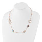 Chisel Stainless Steel Polished Rose IP-plated Multicolor Crystal on a 21.5 inch Cable Chain with 2.75 inch Extension Necklace