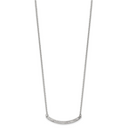 Chisel Stainless Steel Polished Preciosa Crystal Curved Bar on a 17.75 inch Cable Chain with a 2 inch Extension Necklace