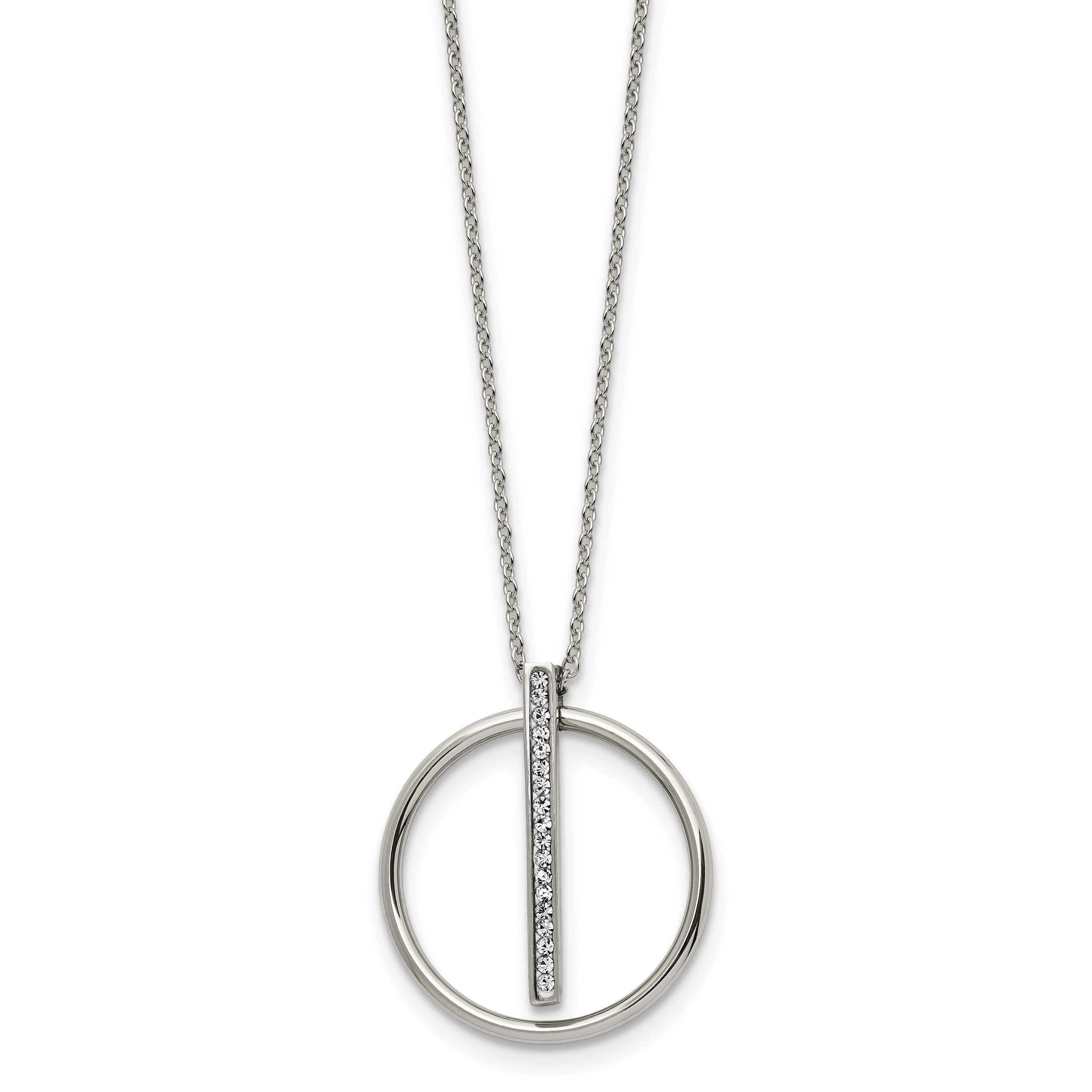 Chisel Stainless Steel Polished with Preciosa Crystal Pendant on a 16 inch Cable Chain with a 2 inch Extension Necklace Main image