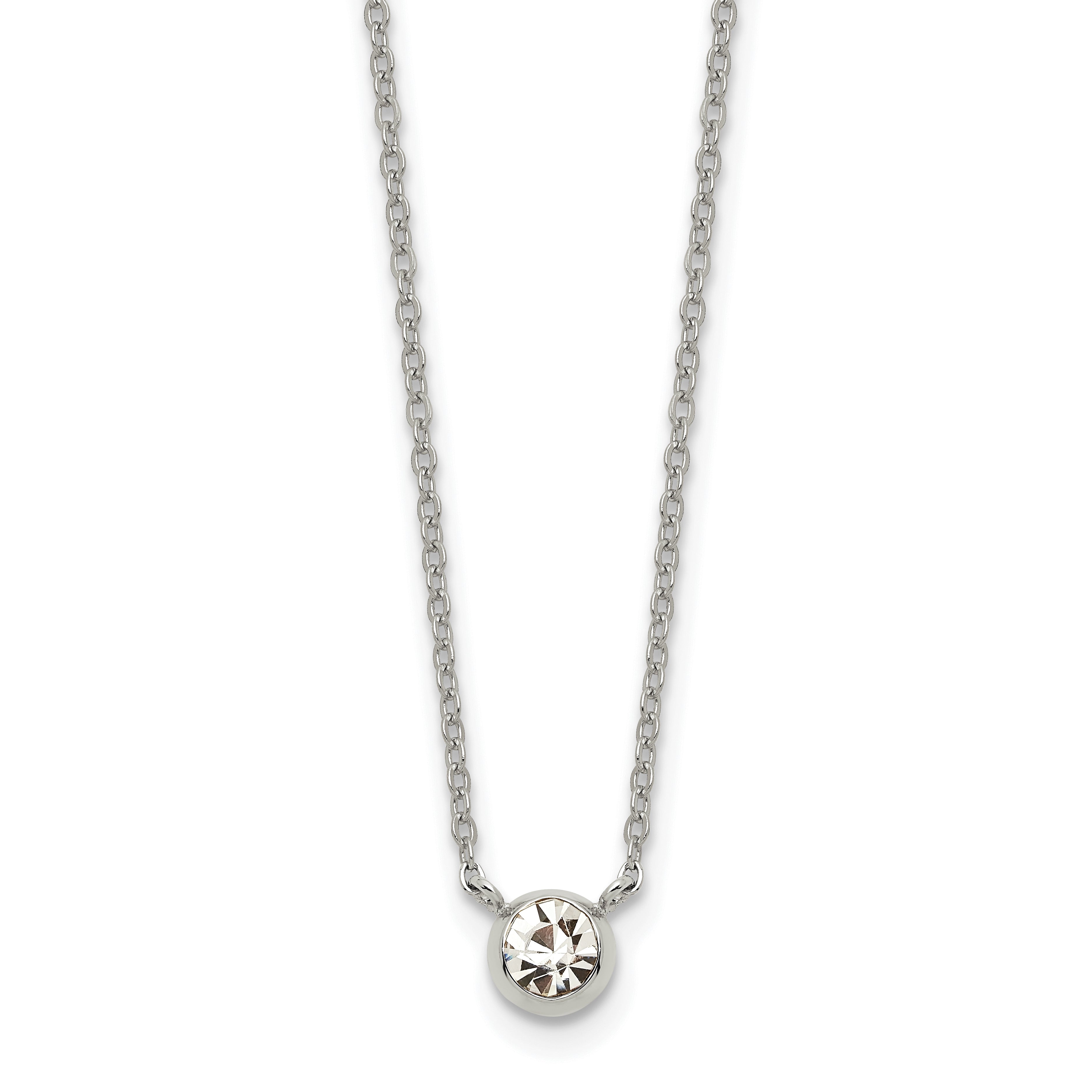 Chisel Stainless Steel Polished Glass Pendant on a 16 inch Cable Chain with a 2 inch Extension Necklace
