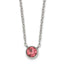 Stainless Steel Polished Pink Glass Crystal 16in With 2 Inch Extention. Necklace