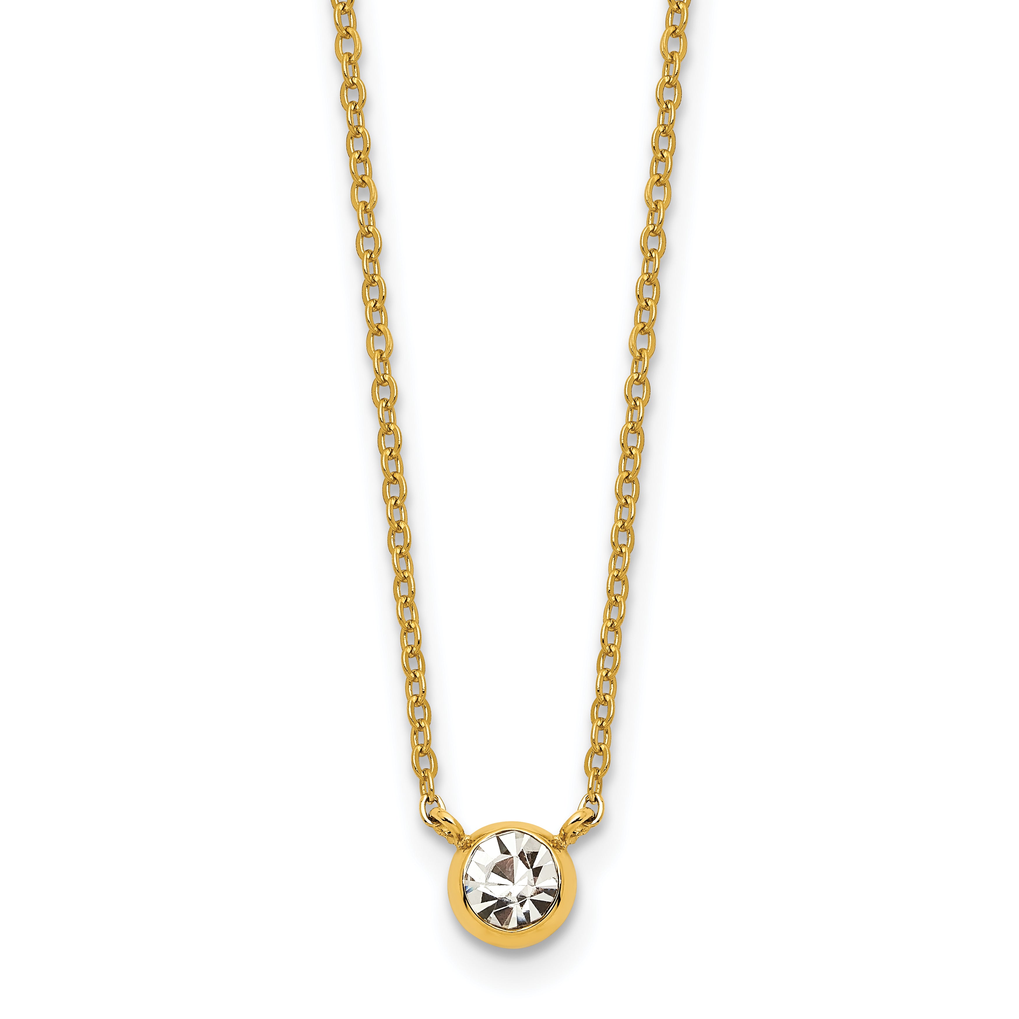 Chisel Stainless Steel Polished Yellow IP-plated Glass Pendant on a 16 inch Cable Chain with a 2 inch Extension Necklace Main image