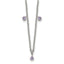 Stainless Steel Polished Purple Crystal 17.5in With 2 Inch Extention Necklace