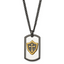 Chisel Stainless Steel Polished Black and Yellow IP-plated with CZ HERO Dog Tag on a 24 inch Curb Chain Necklace
