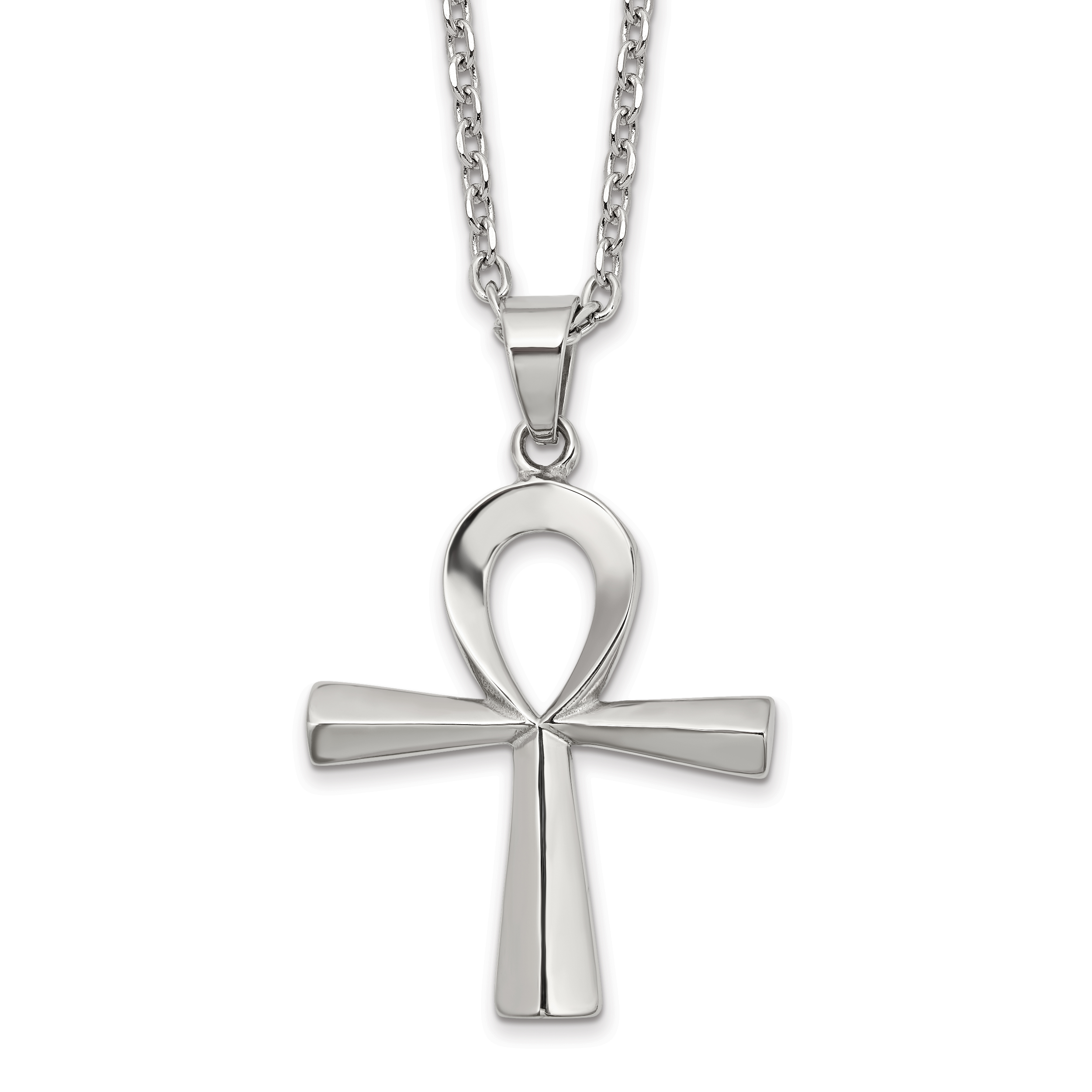 Chisel Stainless Steel Polished Ankh Pendant on a 25.5 inch Box Chain Necklace Main image