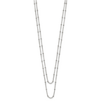 Chisel Stainless Steel Polished 2-Strand Beaded 16 inch with 1 inch Extension Necklace