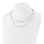 Chisel Stainless Steel Polished 2-Strand Beaded 16 inch with 1 inch Extension Necklace