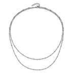 Chisel Stainless Steel Polished 2-Strand Beaded 16 inch with 1 inch Extension Necklace