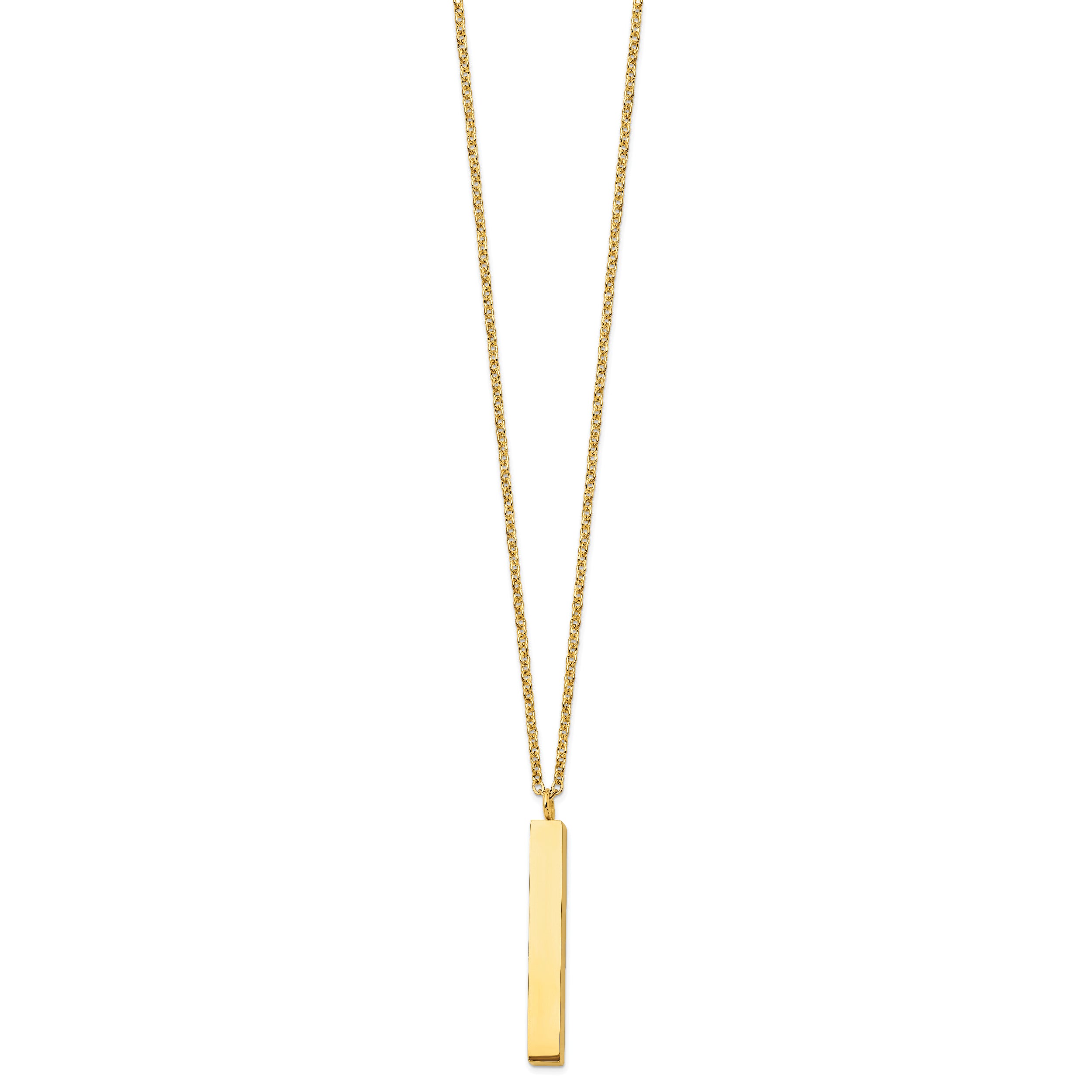 Chisel Stainless Steel Polished Yellow IP-plated Vertical Bar Dangle on a 15 inch Cable Chain with a 3 inch Extension Necklace