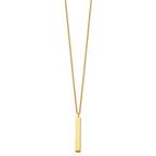 Chisel Stainless Steel Polished Yellow IP-plated Vertical Bar Dangle on a 15 inch Cable Chain with a 3 inch Extension Necklace