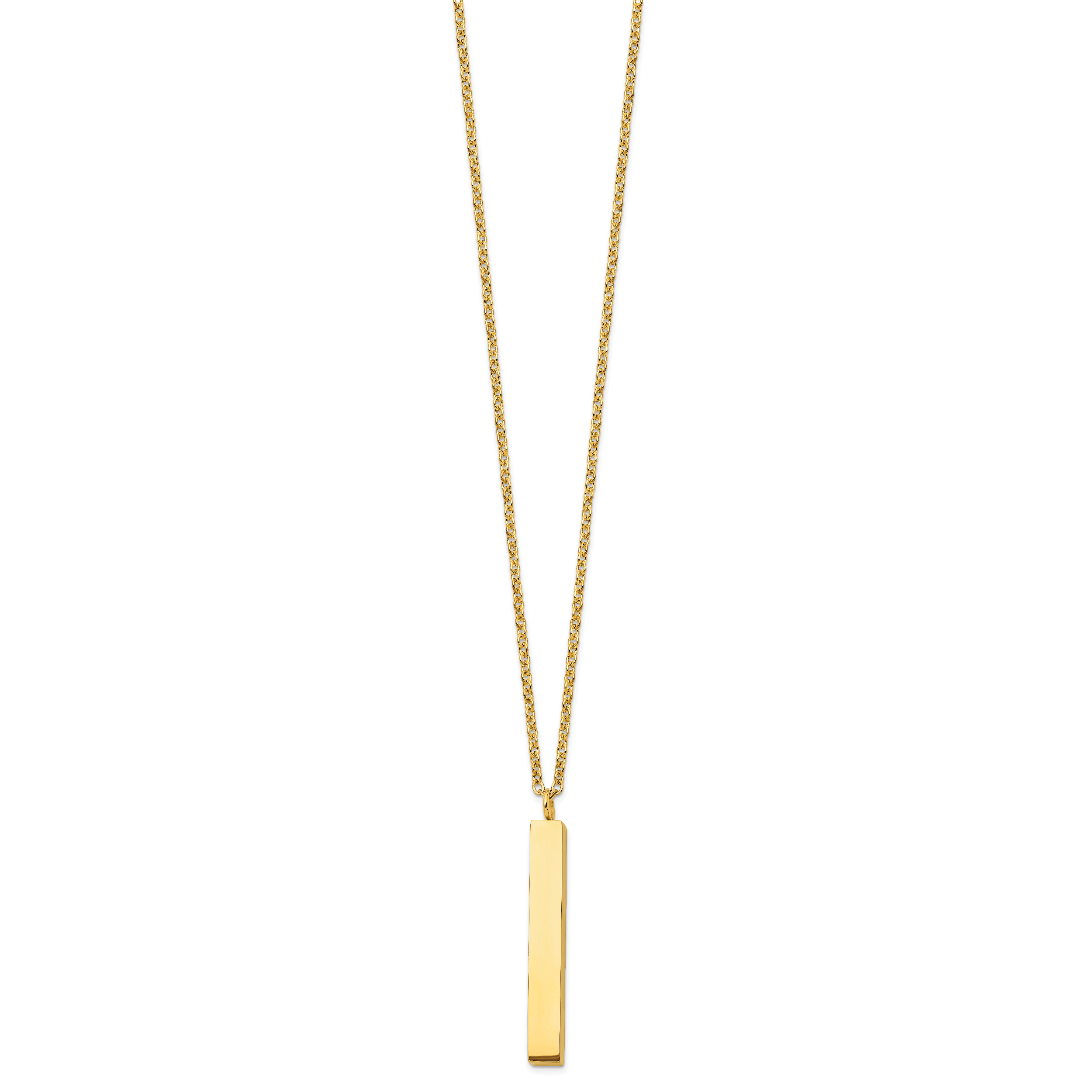Chisel Stainless Steel Polished Yellow IP-plated Vertical Bar Dangle on a 15 inch Cable Chain with a 3 inch Extension Necklace