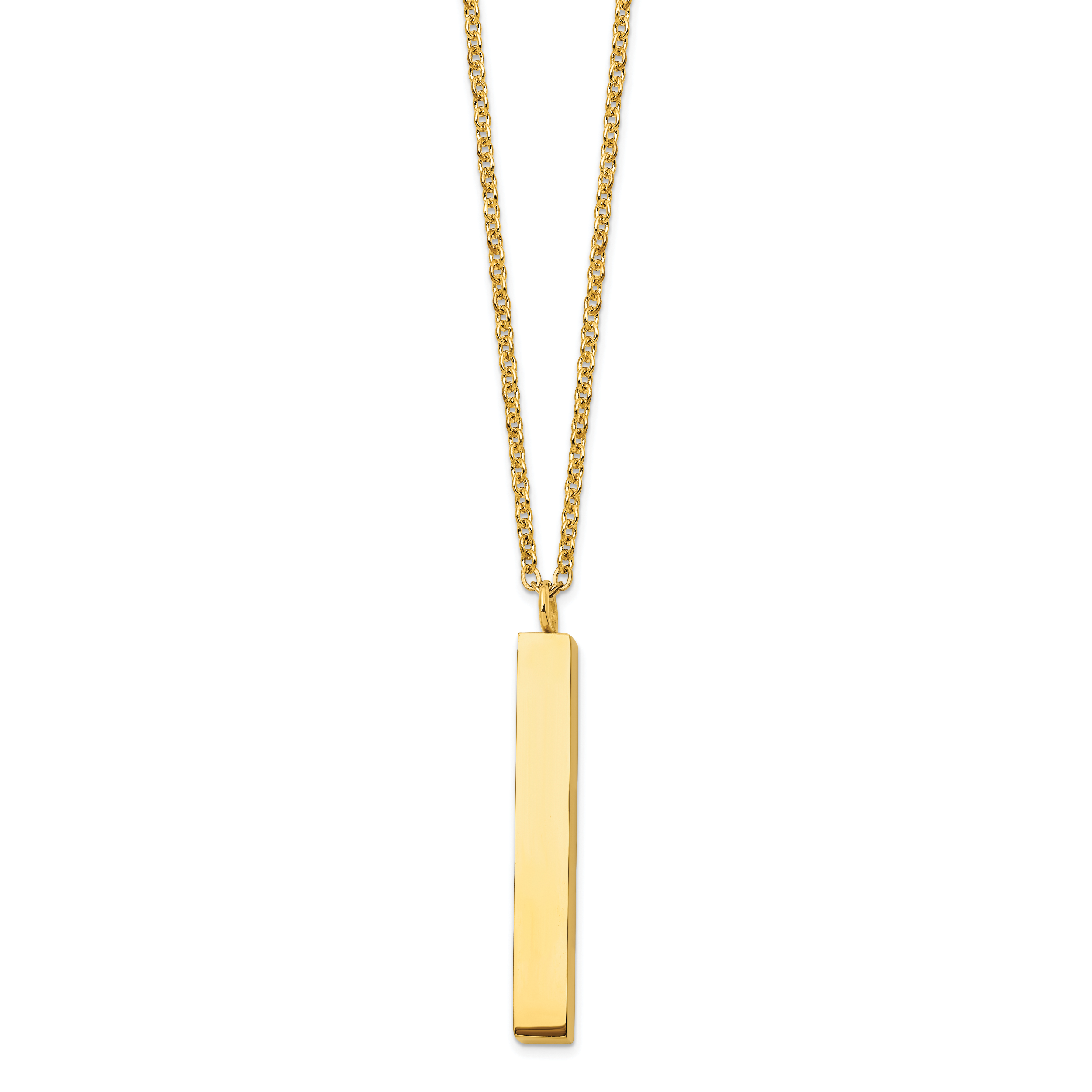 Chisel Stainless Steel Polished Yellow IP-plated Vertical Bar Dangle on a 15 inch Cable Chain with a 3 inch Extension Necklace Main image