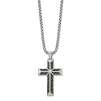 Men's Polished Cross Stainless Steel Box Chain Necklace 3.1mm