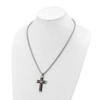 Men's Polished Cross Stainless Steel Box Chain Necklace 3.1mm