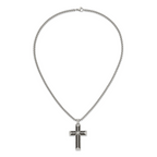 Men's Polished Cross Stainless Steel Box Chain Necklace 3.1mm