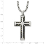 Men's Polished Cross Stainless Steel Box Chain Necklace 3.1mm
