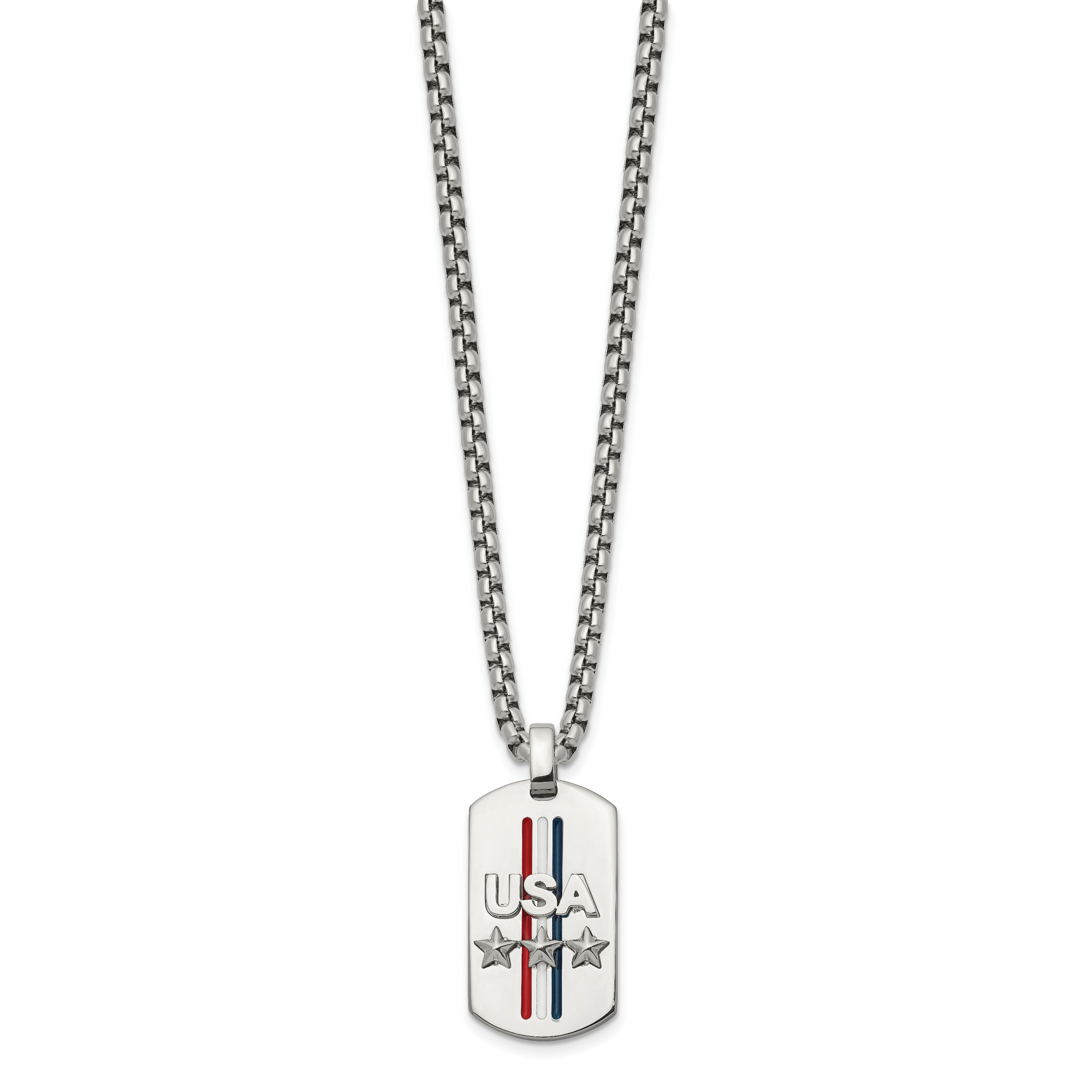 Men's Polished Star Stainless Steel Box Chain Pendant Necklace 3.5mm Secondary image