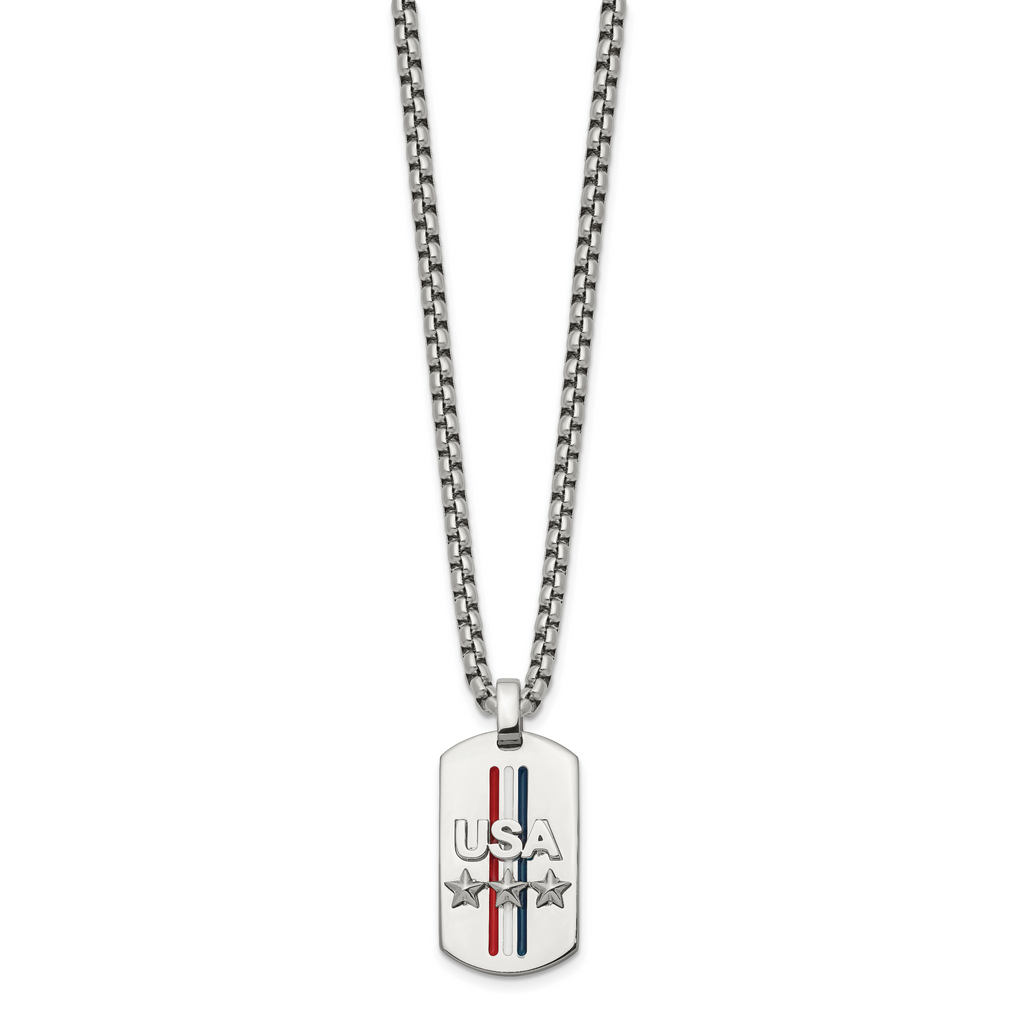 Men's Polished Star Stainless Steel Box Chain Pendant Necklace 3.5mm