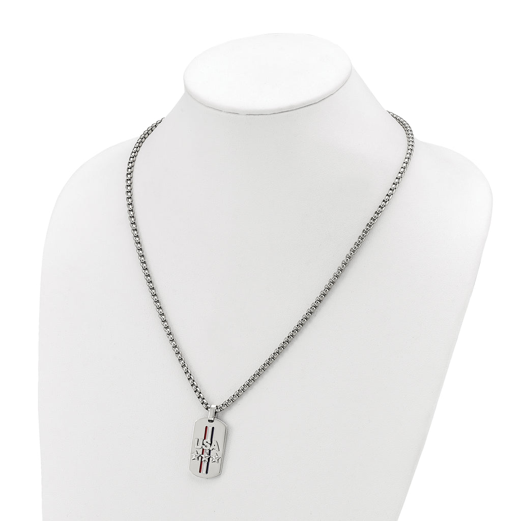 Men's Polished Star Stainless Steel Box Chain Pendant Necklace 3.5mm