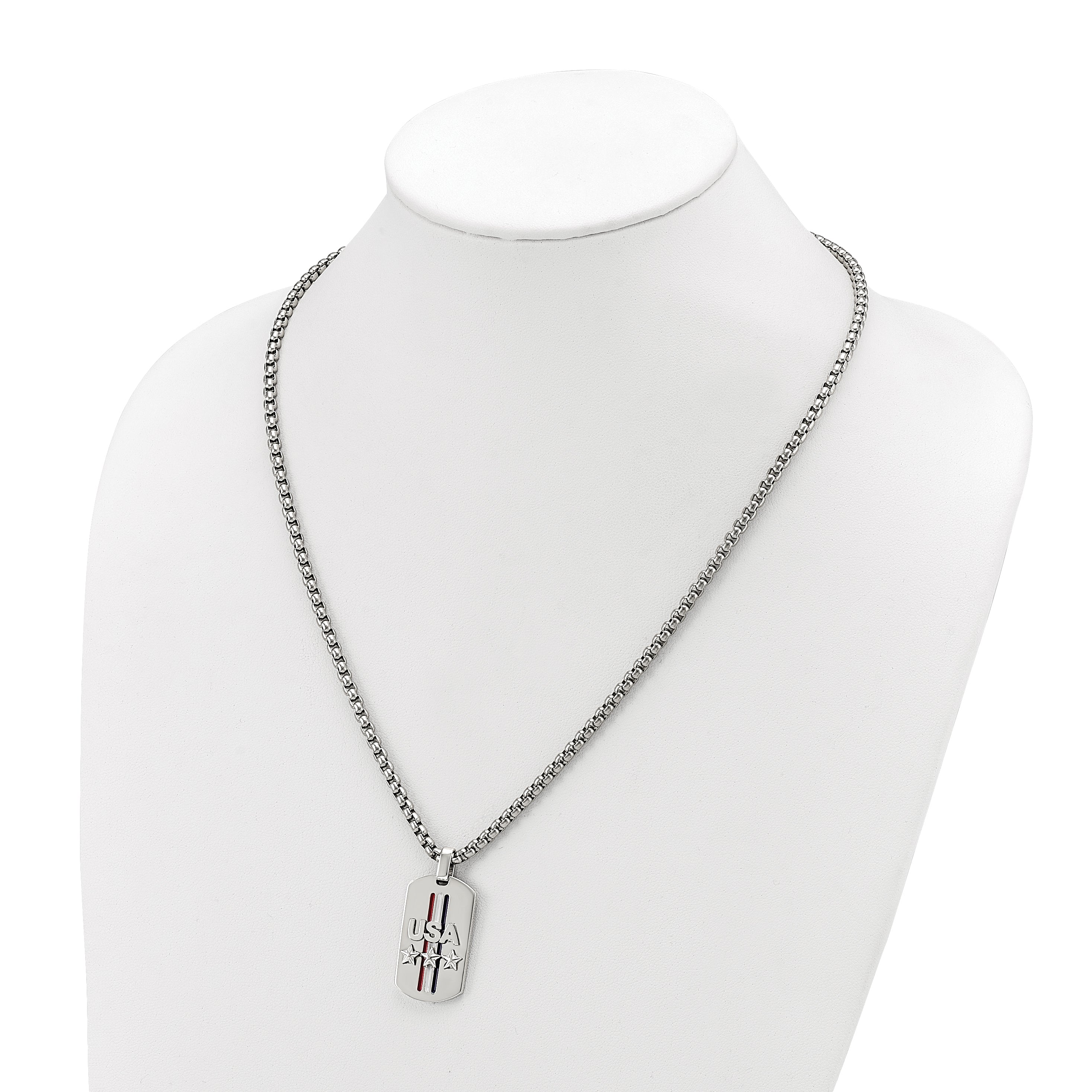 Men's Polished Star Stainless Steel Box Chain Pendant Necklace 3.5mm