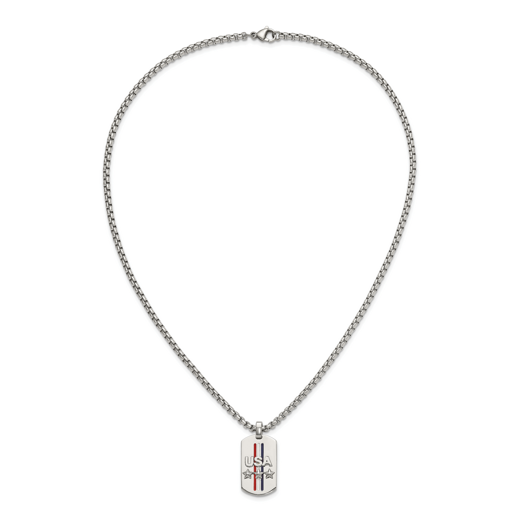 Men's Polished Star Stainless Steel Box Chain Pendant Necklace 3.5mm
