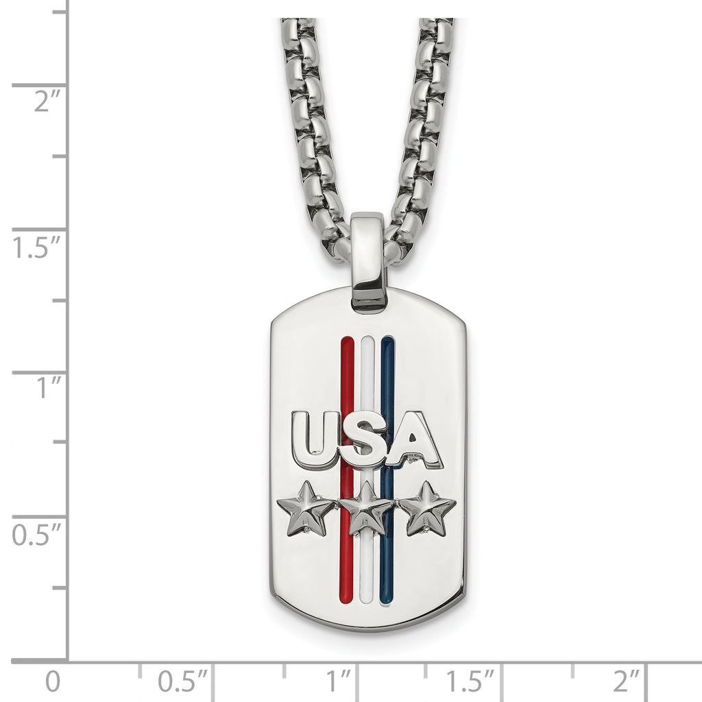 Men's Polished Star Stainless Steel Box Chain Pendant Necklace 3.5mm