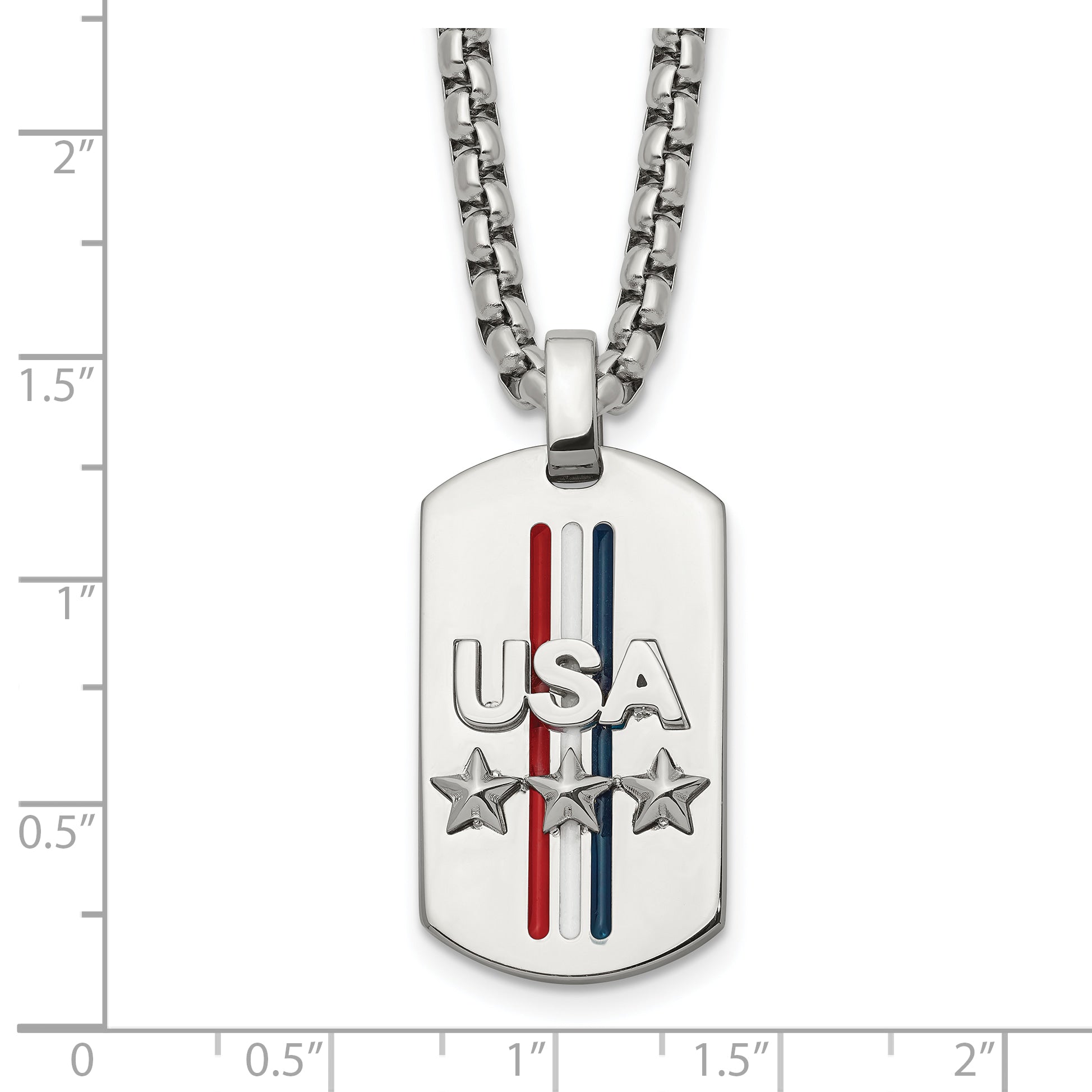 Men's Polished Star Stainless Steel Box Chain Pendant Necklace 3.5mm