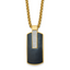 Men's Gold-Tone Polished Cubic Zirconia Dog Tag Stainless Steel Box Chain Pendant Necklace 2.55mm