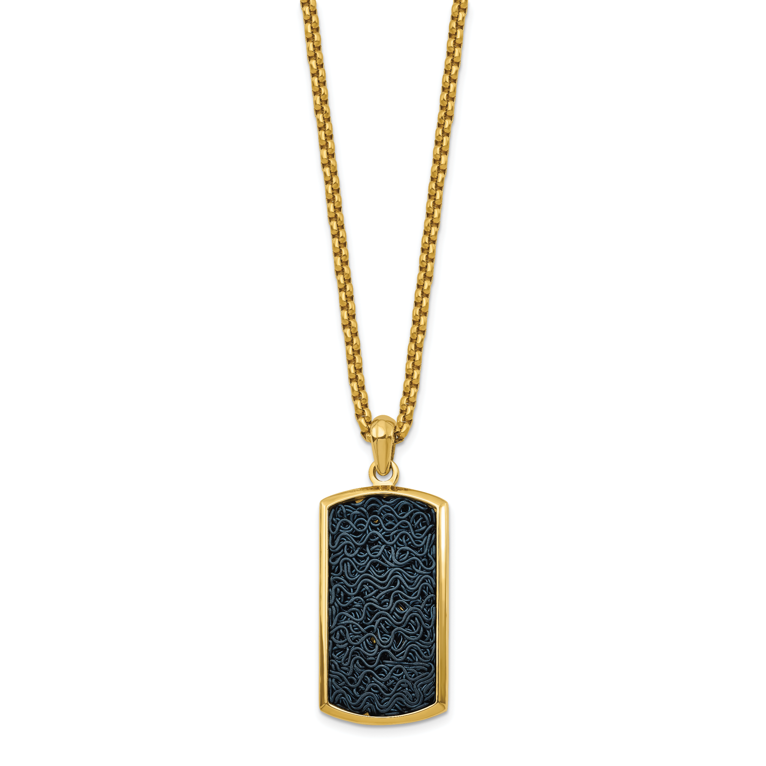 Men's Gold-Tone Polished Dog Tag Stainless Steel Box Chain Pendant Necklace 2.55mm Secondary image